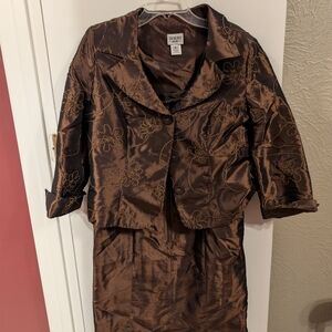 Dorey Brown Embroidered Midi Dress Set